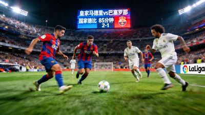 西甲皇家马德里对阵巴塞罗那国家德比比赛直播画面